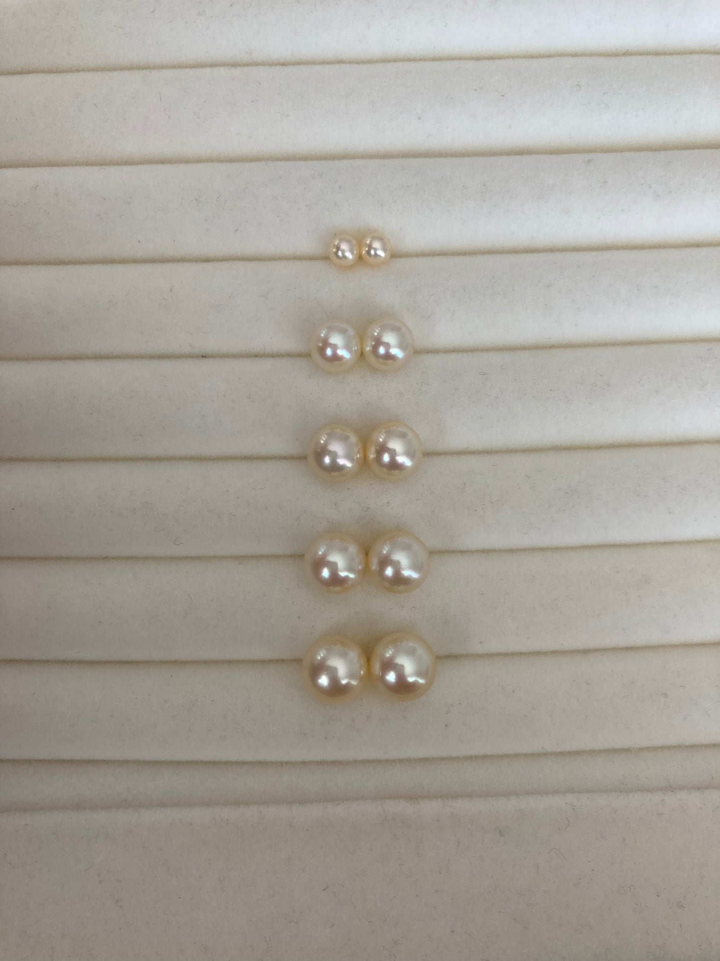 6.5mm 7.5mm ナチュラル クリーム ゴールデン アコヤ パール イヤリング 18K ゴールド