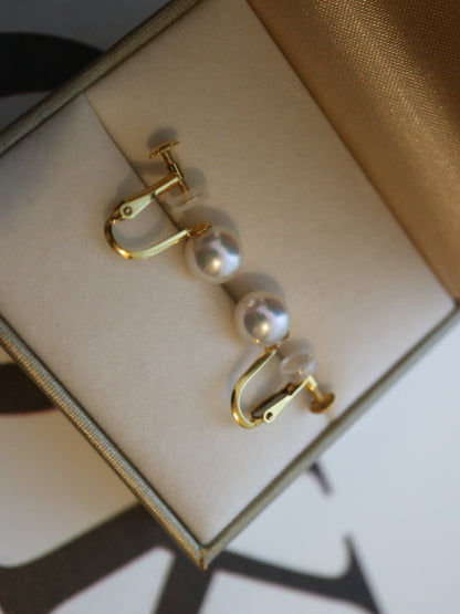 Multiple Sized Akoya Pearl Non-Pierced Clip On Earrings