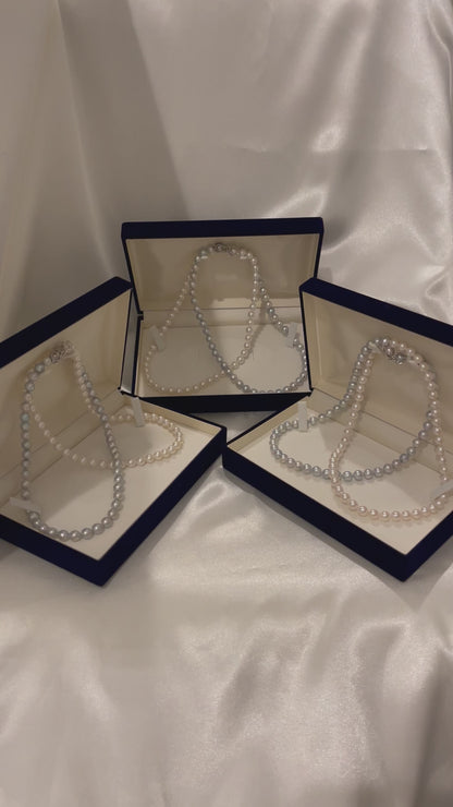 81cm Double Color Baroque Shaped 8.5mm Akoya Pearl Long Strand Necklace