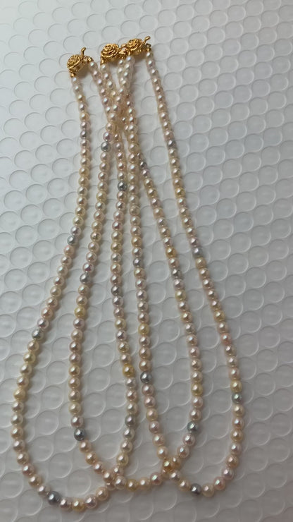 レインボーカラー 4.5mm アコヤ真珠ネックレス