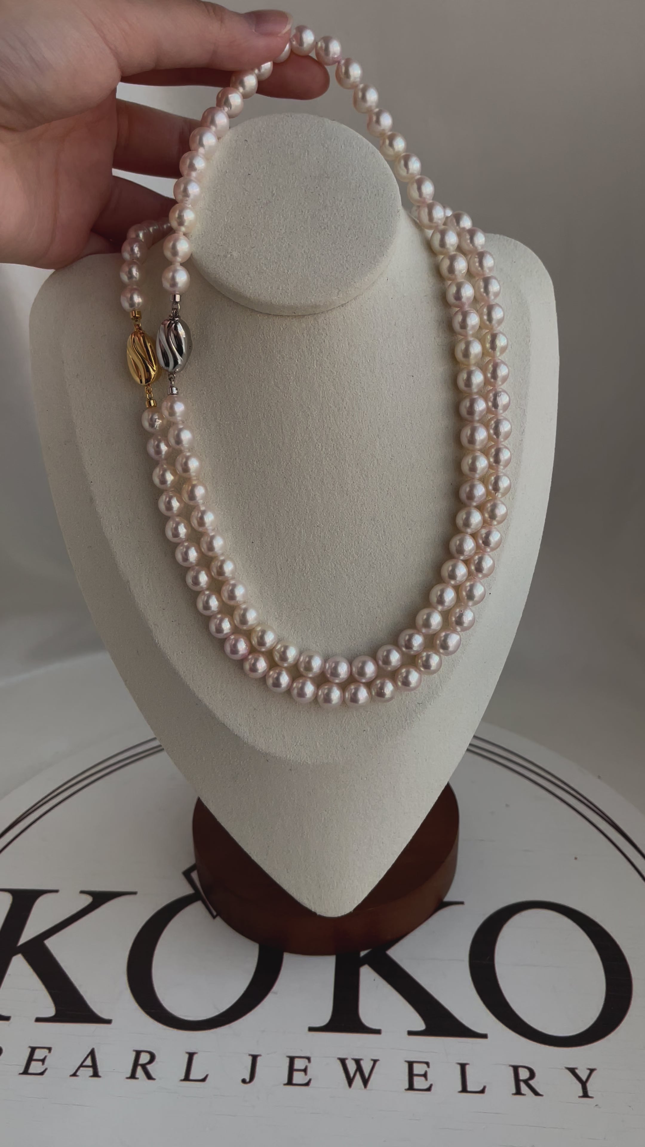 A59アコヤ真珠 ホワイトピンクパール ネックレス 約7mm 金具SILVER