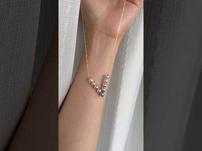 Natural Color Gradient Akoya Pearl V-Shaped Necklace 10K / 18K Gold