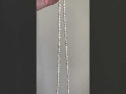 80cm グラデーションサイズ 4.5+6.5mm ホワイトアコヤ真珠ビーズネックレス