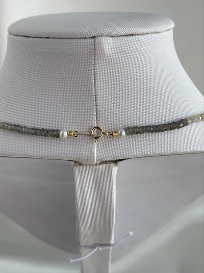 Detachable Golden South Sea Pearl Pendant Rainbow Color Sapphire Beads Necklace 18K Yellow Gold - KOKOPEARLJEWELRY - 10
