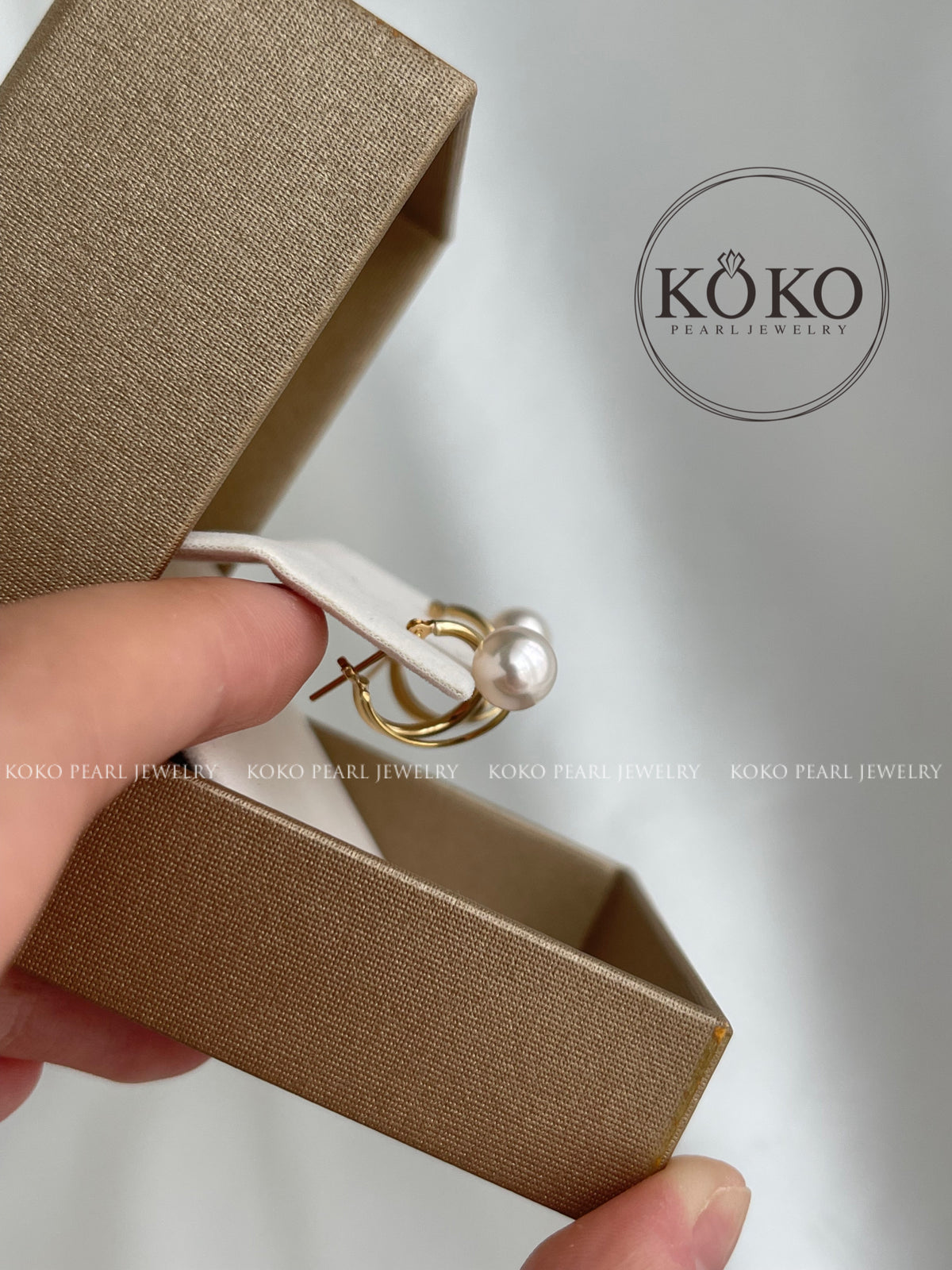 7.0mm Akoya Pearl Drop Hoop Earrings 18 Yellow Gold